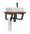 vidaXL Basin Shelf Wall Mounted Steel and Solid Wood Oak