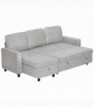 HOMCOM Pull Out Sofa Bed L Shape Corner Sofa w/ Reversible Chaise Light Grey