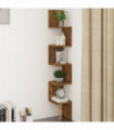 vidaXL Wall Corner Shelf Smoked Oak 20x20x127.5 cm Engineered Wood