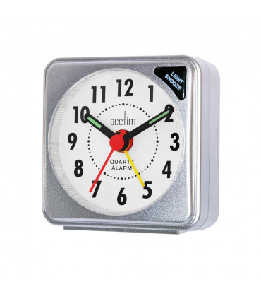 Acctim Ingot Quartz Travel Alarm Clock Light & Snooze Grey 12587
