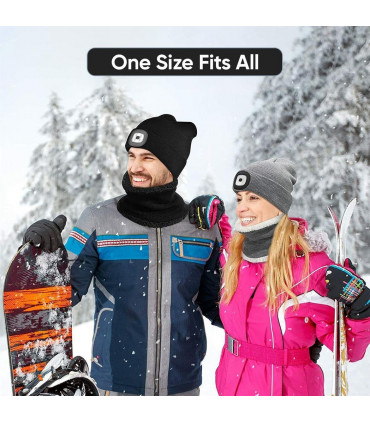 Knit Beanie Hat 4 LED Head Lamp Light Cap Outdoor Hunting Camping Fishing