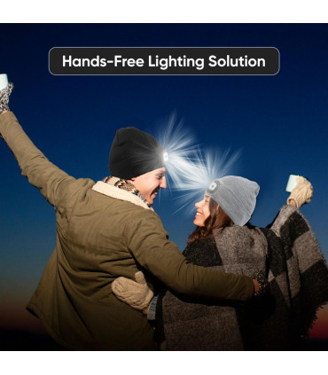 Knit Beanie Hat 4 LED Head Lamp Light Cap Outdoor Hunting Camping Fishing