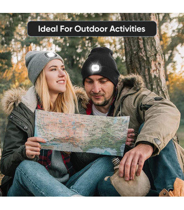 Knit Beanie Hat 4 LED Head Lamp Light Cap Outdoor Hunting Camping Fishing