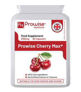 Cherry Max+ 2100mg Montmorency Cherry Added with Black Cherry I 90 Vegan Capsules High Strength I Made in The UK