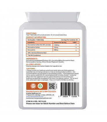 Glucosamine Sulphate 2KCL 1500mg 60 Tablets I High Strength 2 Months Supply