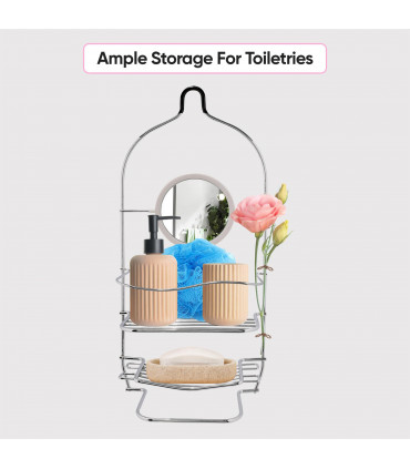 Chrome Bathroom Accessory Storage Trolley Shower Caddy Roll Holder Iron Wire