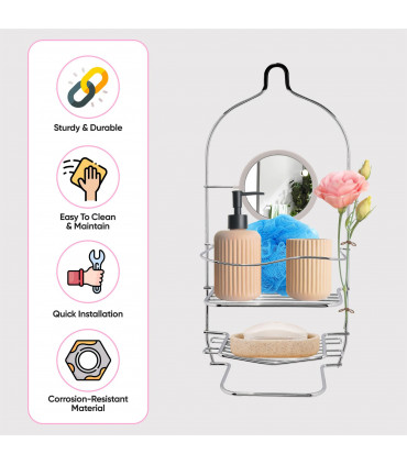 Chrome Bathroom Accessory Storage Trolley Shower Caddy Roll Holder Iron Wire