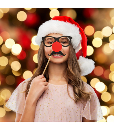 25pc Christmas Novelty Photo booth Selfie Frame & Props Photobooth