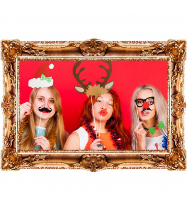 25pc Christmas Novelty Photo booth Selfie Frame & Props Photobooth