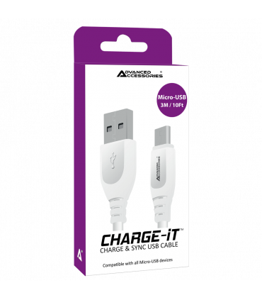 Advanced Accessories 3 Metre Micro to USB Cable- White