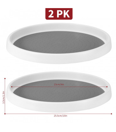2 Pack Round Turntable Organizer Multifunctional Non-Slip Spice Rack (Medium)