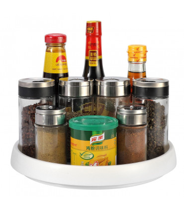 2 Pack Round Turntable Organizer Multifunctional Non-Slip Spice Rack (Medium)