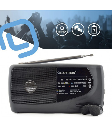 Lloytron 3 Band 'Sports' Personal Radio with Earphones