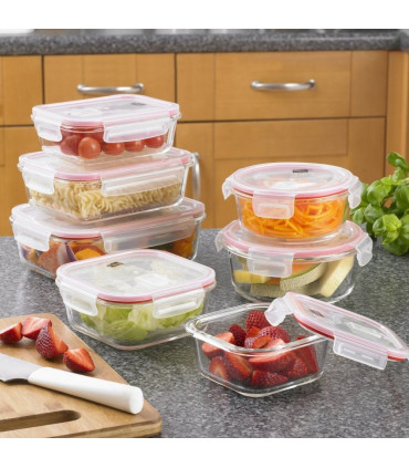7pc Glass Food Storage Container Set With Air Vent Lids