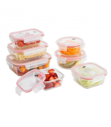 7pc Glass Food Storage Container Set With Air Vent Lids