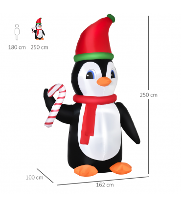 8ft Inflatable Christmas Penguin Holding Candy Cane Blow Up Outdoor Deco LED