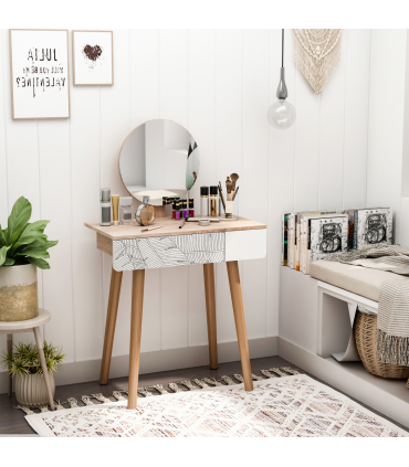 Wooden Nordic Dressing Table Brown/White