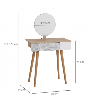 Wooden Nordic Dressing Table Brown/White