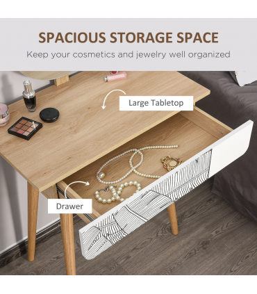 Wooden Nordic Dressing Table Brown/White