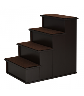 4-Step Wooden Pet Stair Steps with Soft Short Plush Cushions Dog Ladder for Bed