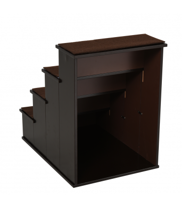 4-Step Wooden Pet Stair Steps with Soft Short Plush Cushions Dog Ladder for Bed