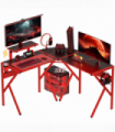 Gaming Desk L-ShapedPC Workstations Monitor Stand 49.25" x 49.25" x 29.5" Red