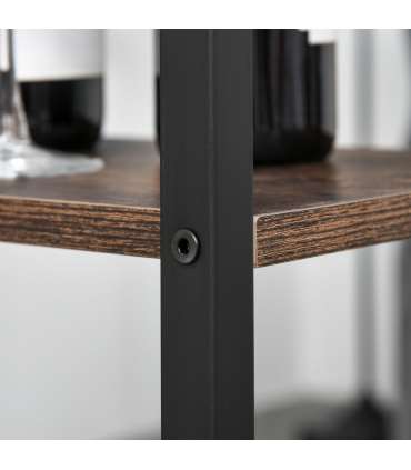 3PC Industrial Bar Height Dining Table Set With 2 Stools & Side Shelf,