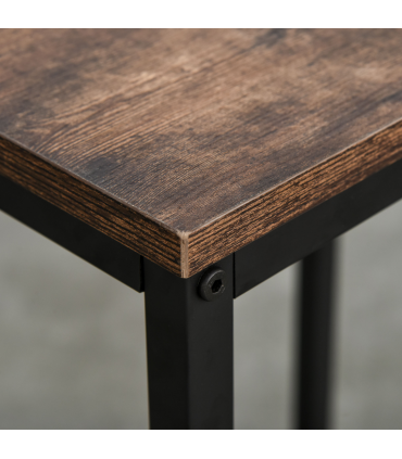 3PC Industrial Bar Height Dining Table Set With 2 Stools & Side Shelf,