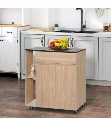 Kitchen Storage Trolley Cart Cupboard Rolling Island Shelves Cabinet Wheels