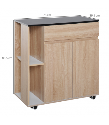 Kitchen Storage Trolley Cart Cupboard Rolling Island Shelves Cabinet Wheels