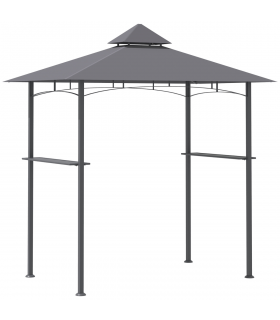 2.5M 8ft New Double-Tier BBQ Gazebo Grill Canopy Barbecue Grey