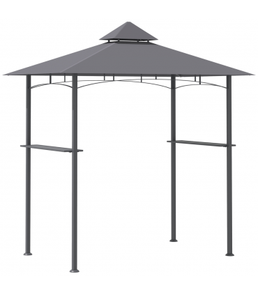 2.5M 8ft New Double-Tier BBQ Gazebo Grill Canopy Barbecue Grey