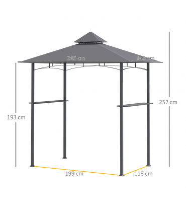 2.5M 8ft New Double-Tier BBQ Gazebo Grill Canopy Barbecue Grey