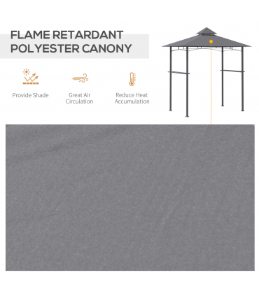 2.5M 8ft New Double-Tier BBQ Gazebo Grill Canopy Barbecue Grey