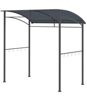 2M (7ft) BBQ Grill Gazebo Tent Garden Grill Metal Frame Grey