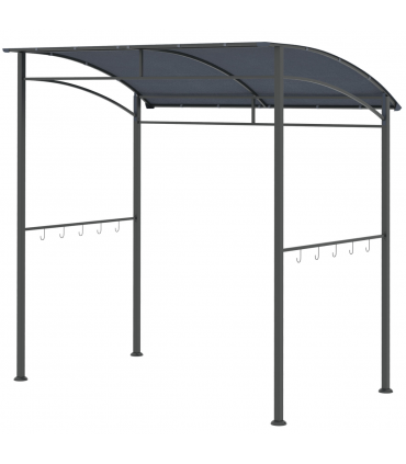 2M (7ft) BBQ Grill Gazebo Tent Garden Grill Metal Frame Grey