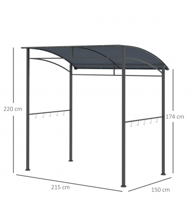 2M (7ft) BBQ Grill Gazebo Tent Garden Grill Metal Frame Grey