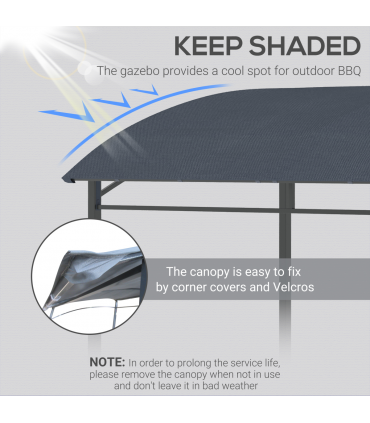 2M (7ft) BBQ Grill Gazebo Tent Garden Grill Metal Frame Grey