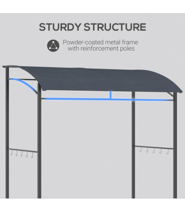 2M (7ft) BBQ Grill Gazebo Tent Garden Grill Metal Frame Grey