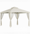 Outsunny 3x3m 2-Tier Polyester Draped Outdoor Garden Gazebo Cream White