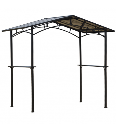 2.5x1.5m Grill Outdoor BBQ Gazebo Canopy & Side Shelves PC Roof Aluminium