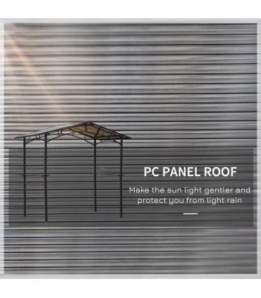2.5x1.5m Grill Outdoor BBQ Gazebo Canopy & Side Shelves PC Roof Aluminium