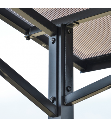 2.5x1.5m Grill Outdoor BBQ Gazebo Canopy & Side Shelves PC Roof Aluminium