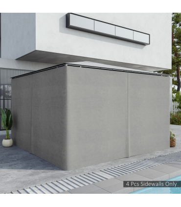 4Pk Gazebo Replacement Sidewalls Privacy Panel for Most 3 x 4m Light Grey