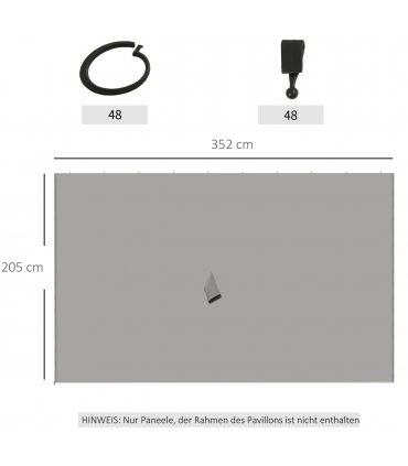 4Pk Gazebo Replacement Sidewalls Privacy Panel for Most 3 x 4m Light Grey