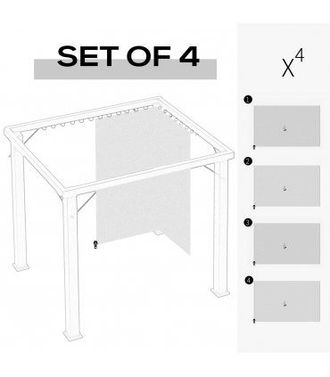 4Pk Gazebo Replacement Sidewalls Privacy Panel for Most 3 x 4m Light Grey