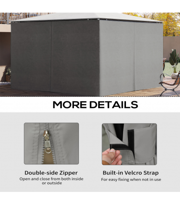 4Pk Gazebo Replacement Sidewalls Privacy Panel for Most 3 x 4m Light Grey