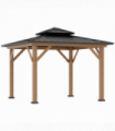 3.5 x 3.5m Aluminium Hardtop Gazebo Canopy 2-Tier Roof Grey