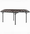 5 x 3m Hardtop Aluminium Gazebo Pergola Polycarbonate Roof, Brown