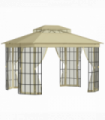 3.7 x 3m Patio Gazebo Canopy Mosquito Net, Metal Frame, Beige